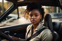 a black woman with her seatbelt across her chest