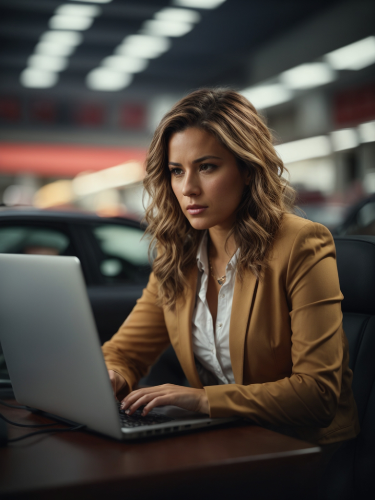 a young woman searching for car insurance online in California from her laptop