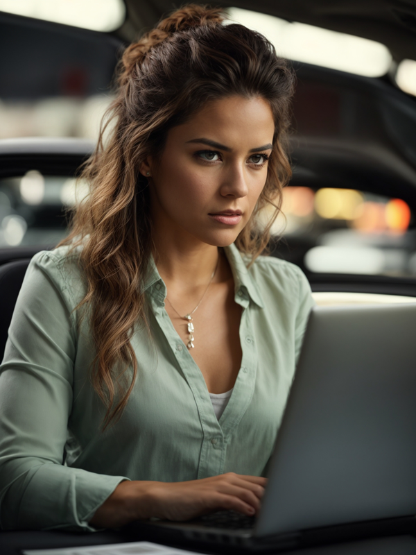 a woman trying to save on california car insurance online from her laptop