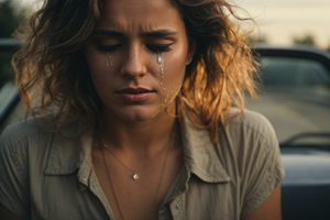 A girl crying because an SR22