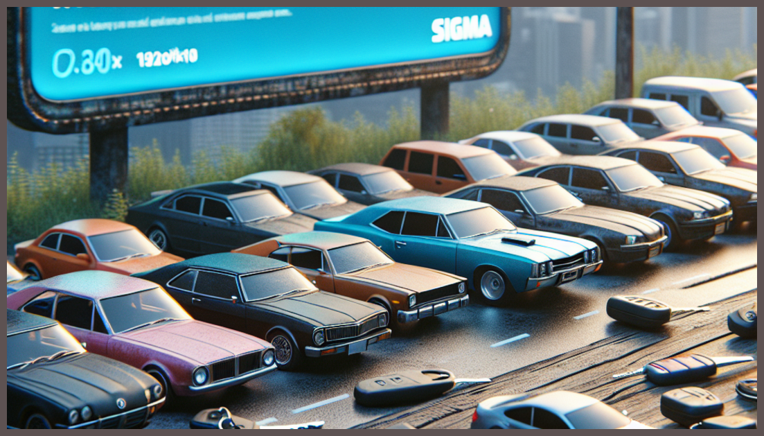 Selection of used cars with insurance symbols on a simple background.