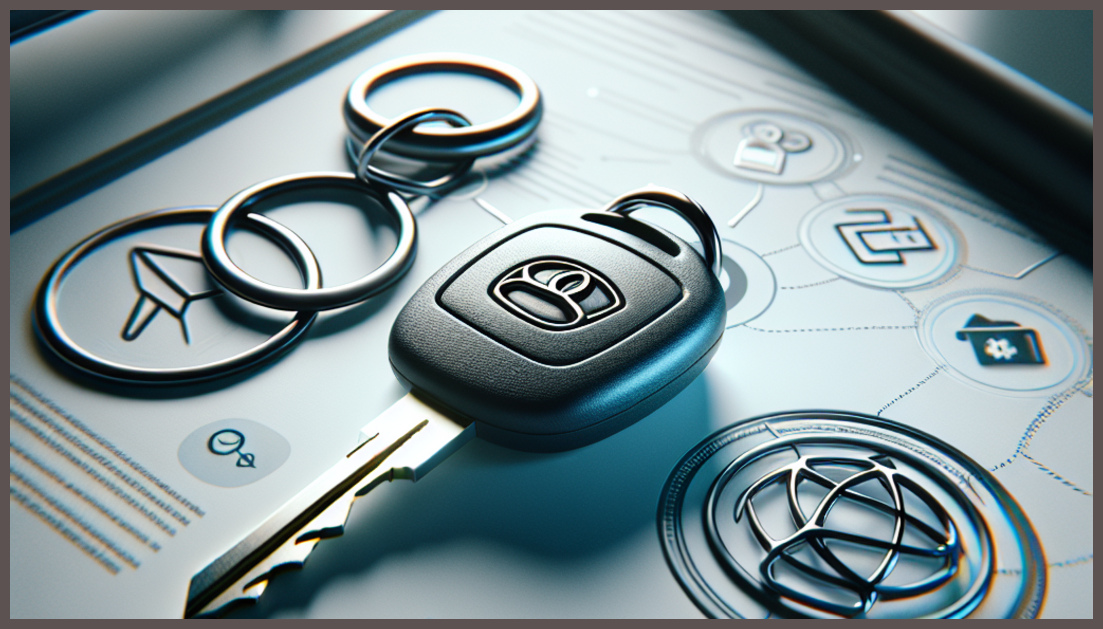 A car key with an insurance symbol on a desk