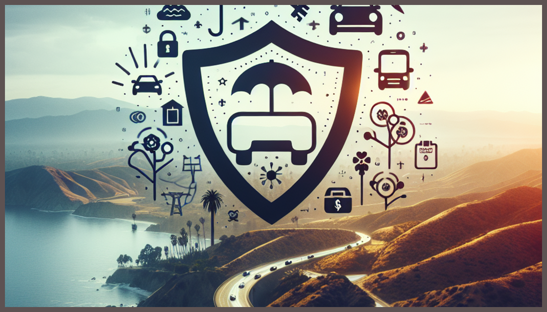 Illustration of California with symbols of car insurance