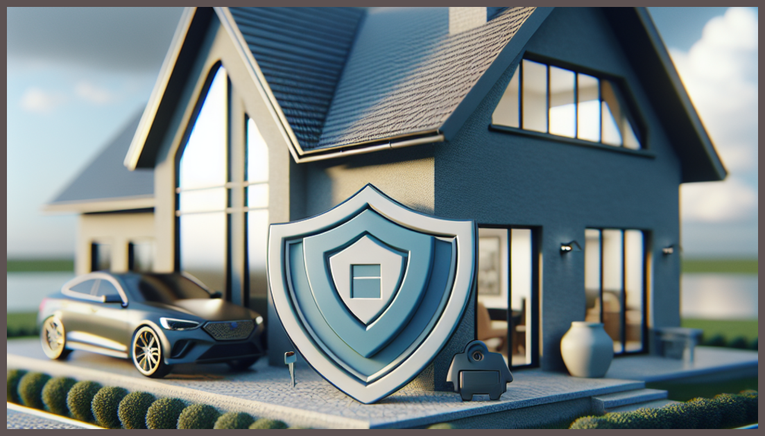 A secure home with a shield symbolizing insurance protection.