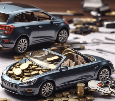 A small car on a desk beside insurance documents and coins symbolizes seeking auto insurance discounts